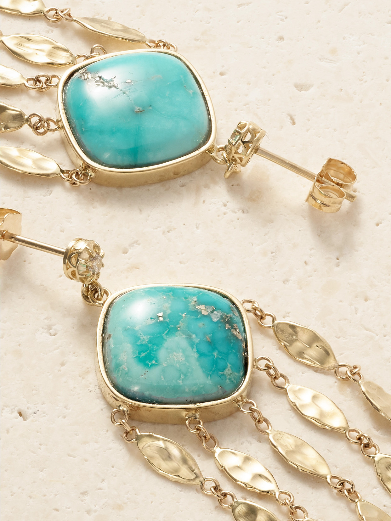 Jacquie Aiche Sophia 14-karat Gold, Turquoise And Diamond Earrings In Blue