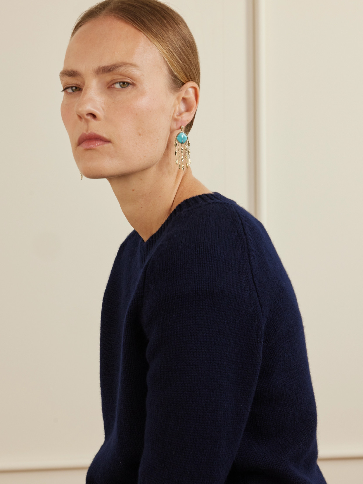 Jacquie Aiche Sophia 14-karat Gold, Turquoise And Diamond Earrings In Blue