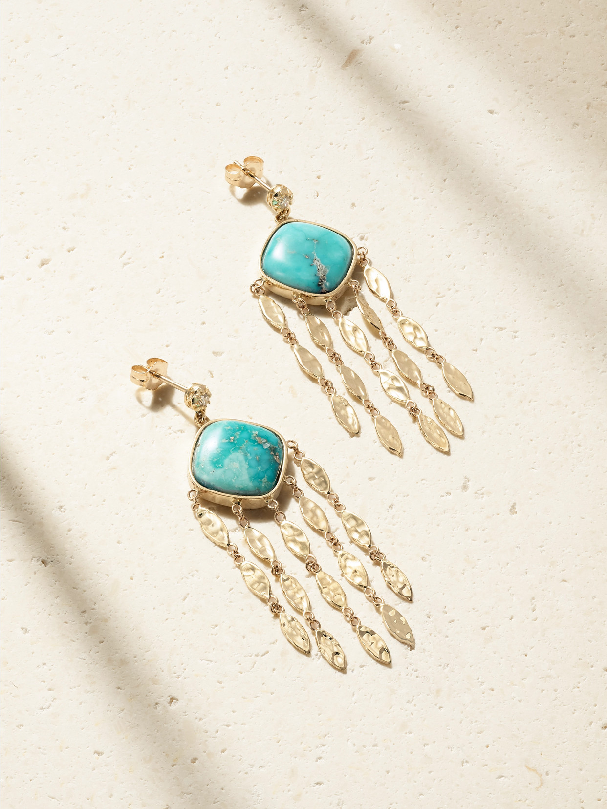 Jacquie Aiche Sophia 14-karat Gold, Turquoise And Diamond Earrings In Blue