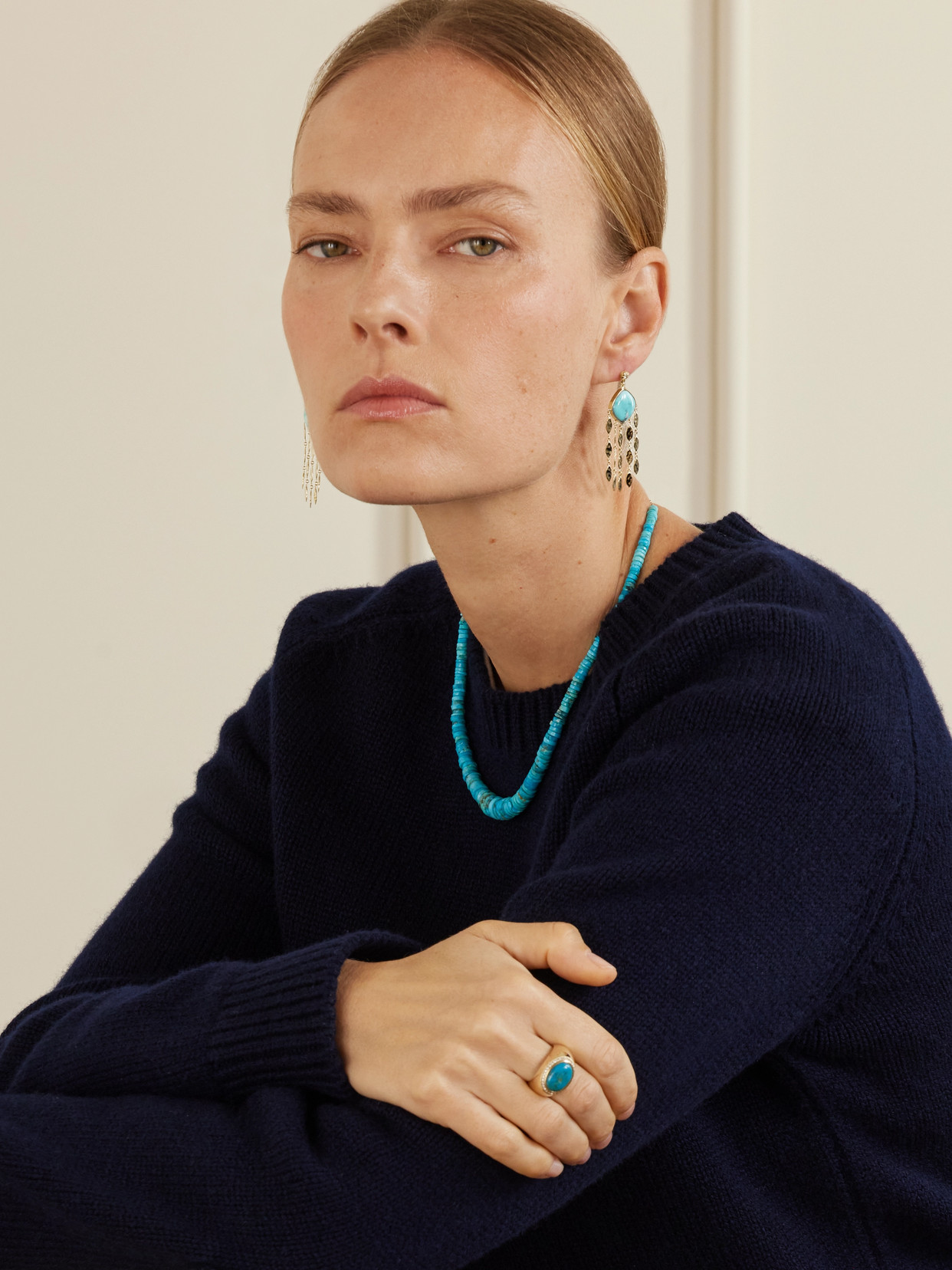 Jacquie Aiche Sophia 14-karat Gold, Turquoise And Diamond Earrings In Blue