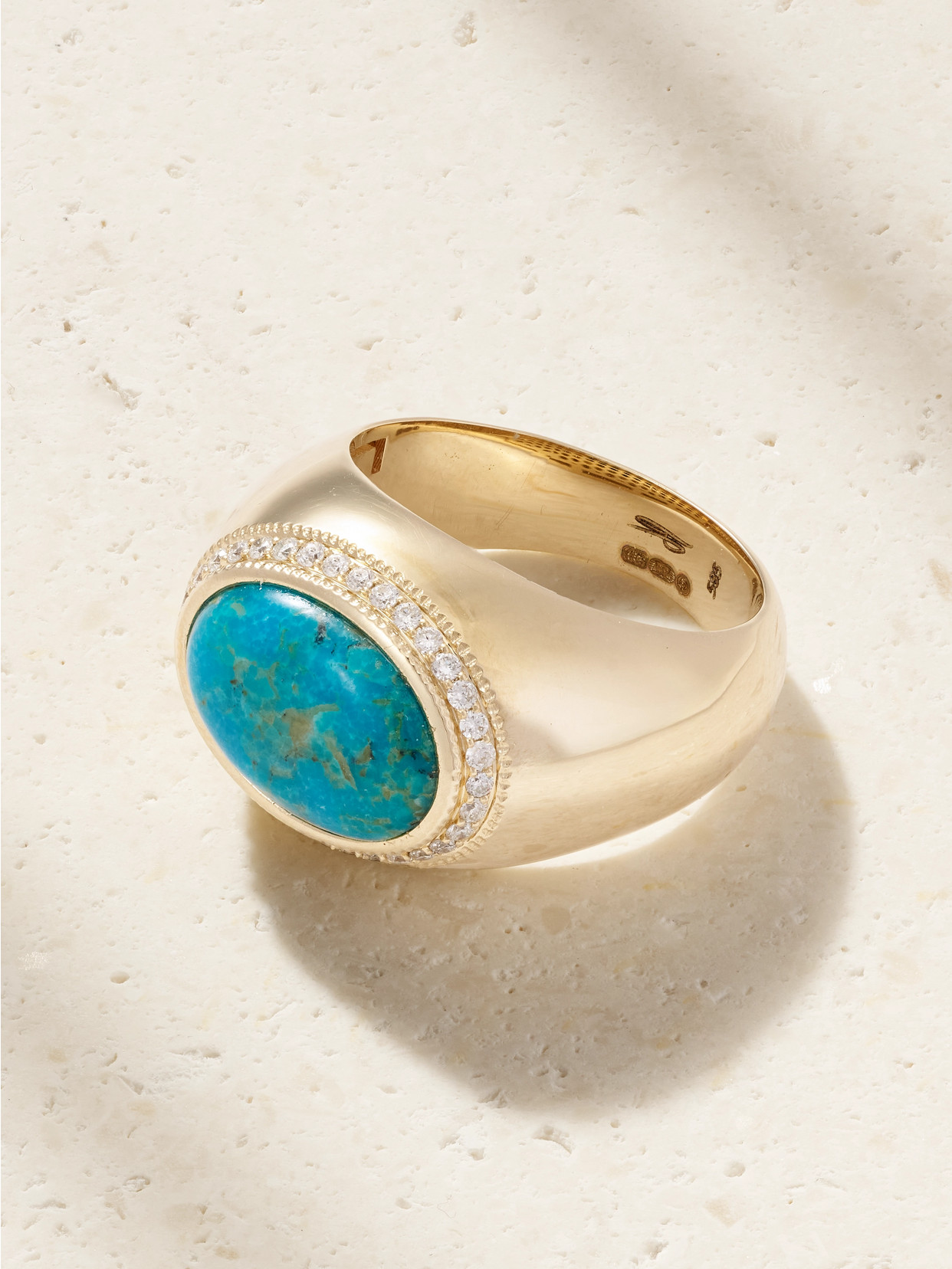 Jacquie Aiche 14-karat Gold, Turquoise And Diamond Ring In Blue