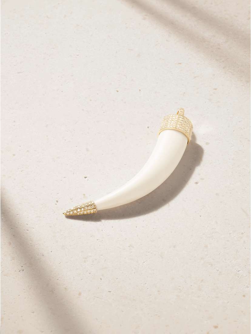 Jacquie Aiche 14-karat Gold, Diamond And Bone Pendant