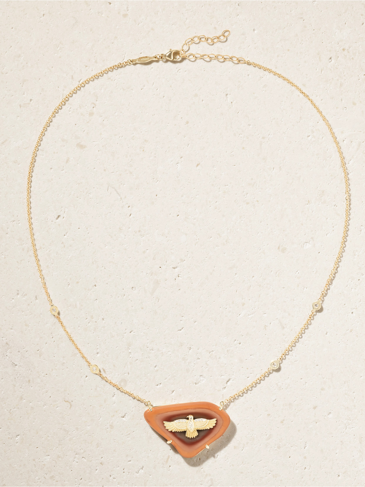 Jacquie Aiche 14-karat Gold, Agate And Diamond Necklace In Gold