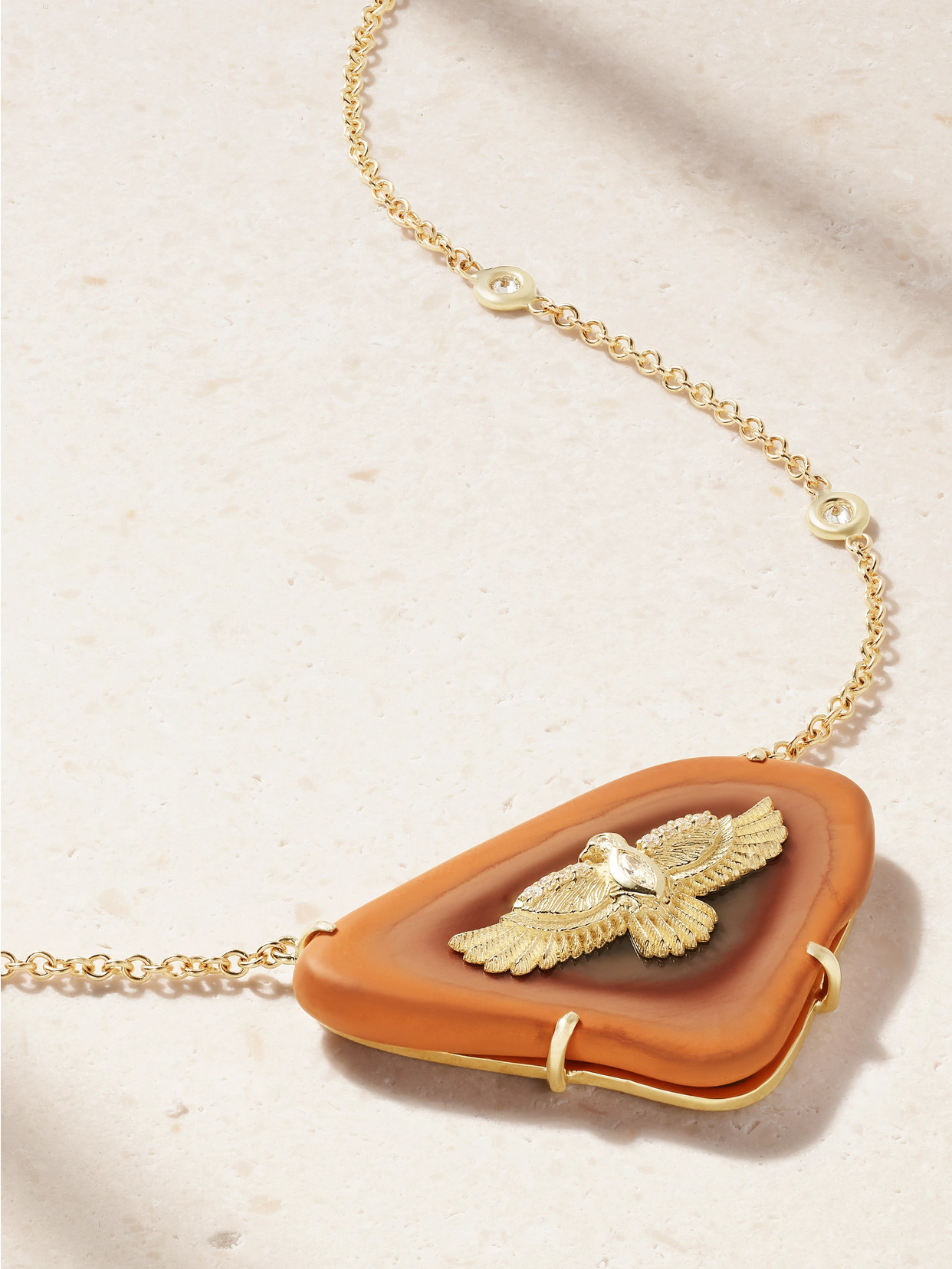 Jacquie Aiche 14-karat Gold, Agate And Diamond Necklace