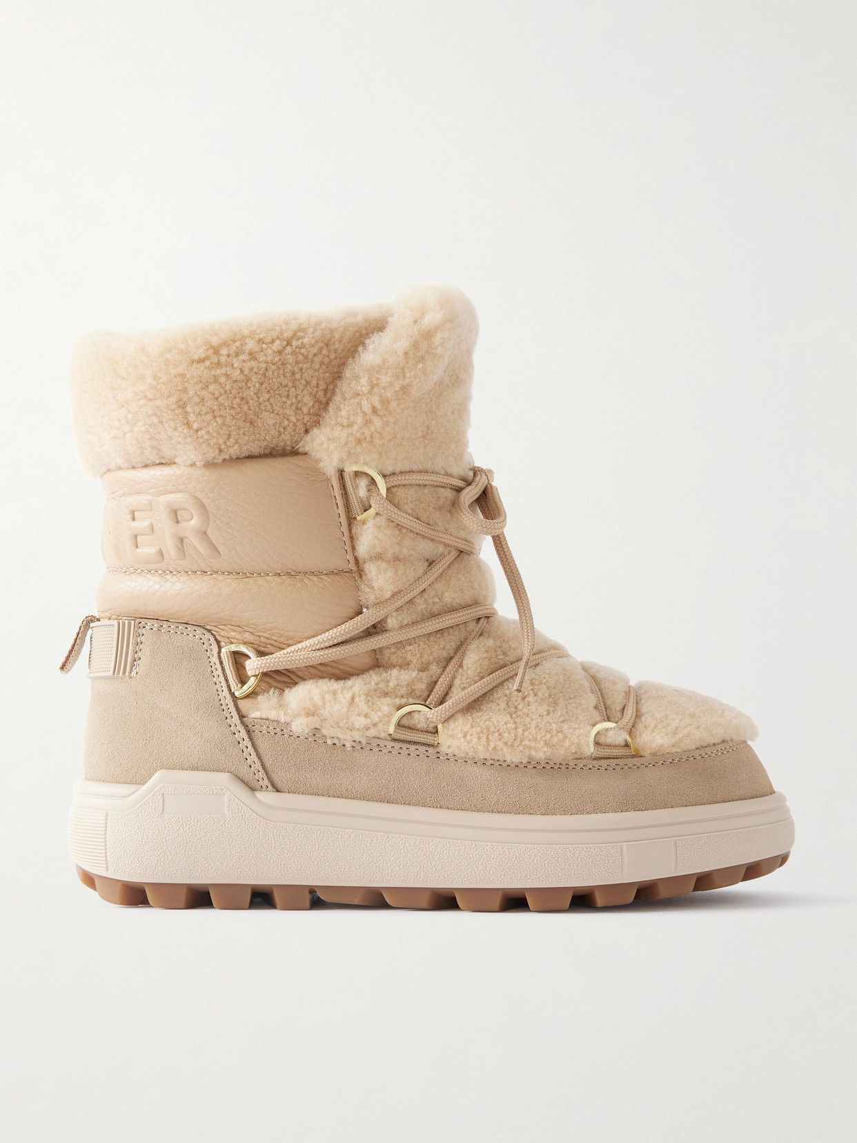 Bogner Chamonix Shearling, Textured-leather And Suede Snow Boots In Brown