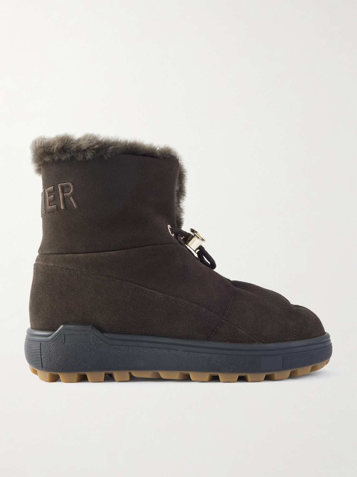 Bogner Chamonix Embroidered Shearling-lined Suede Ankle Boots In Brown