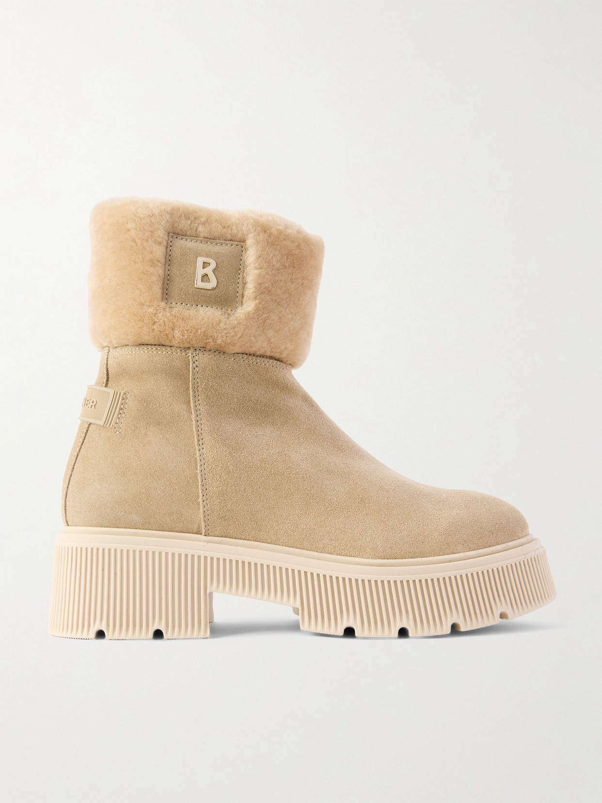 Bogner Turin 6 Shearling-trimmed Suede Ankle Boots In Neutral