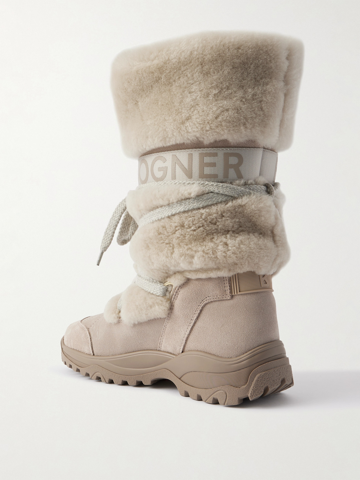 Bogner Alta Badia Shearling And Suede Ankle Boots In Neutral