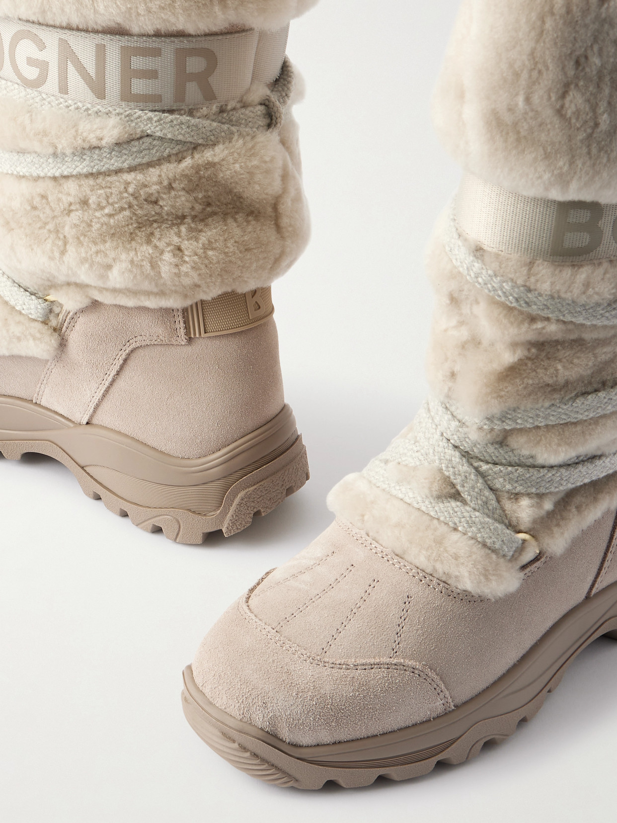 Bogner Alta Badia Shearling And Suede Ankle Boots In Neutral
