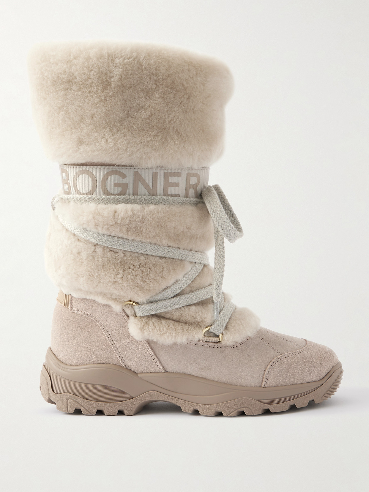 Bogner Alta Badia Shearling And Suede Ankle Boots In Neutral