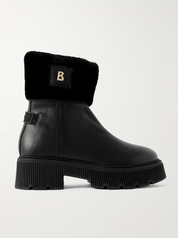 BOGNER Turin 6 shearling-trimmed textured-leather ankle boots