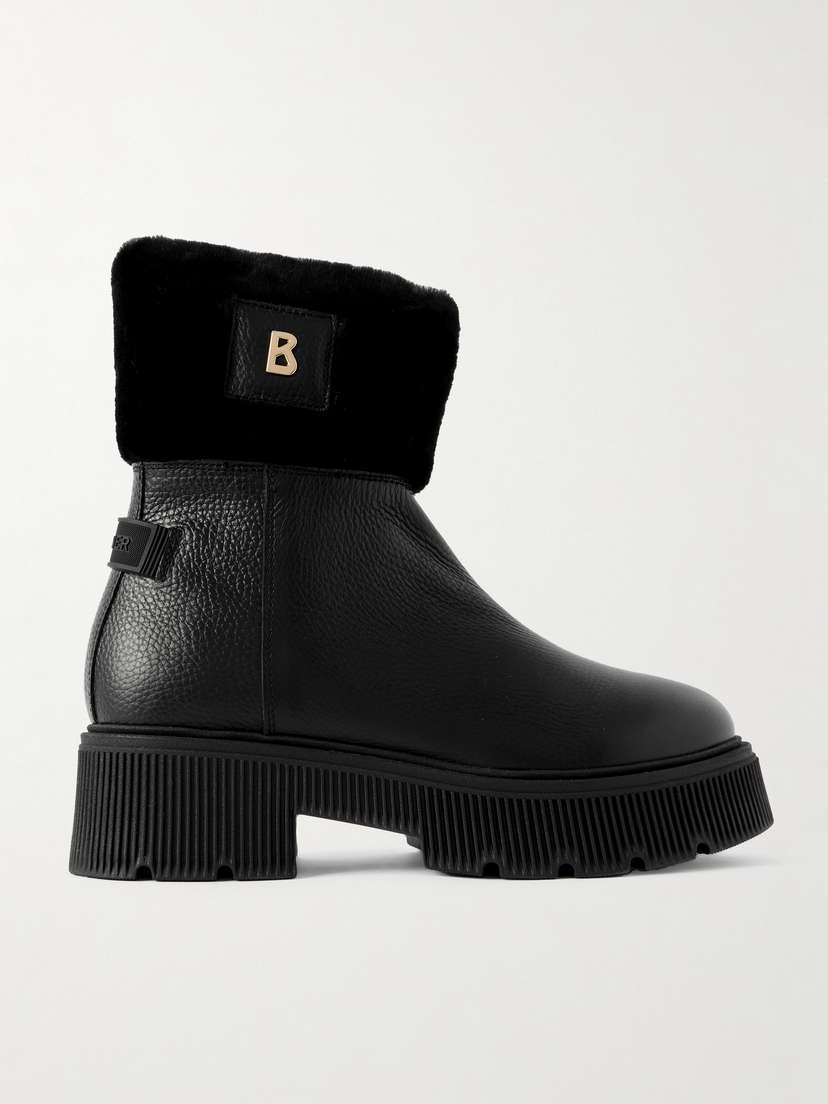 Bogner Turin 6 Shearling-trimmed Textured-leather Ankle Boots