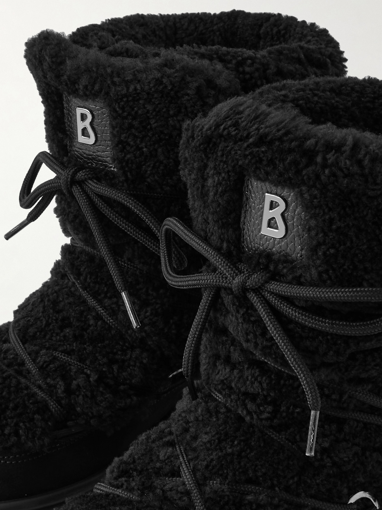 Bogner Chamonix Shearling, Textured-leather And Suede Snow Boots In Black