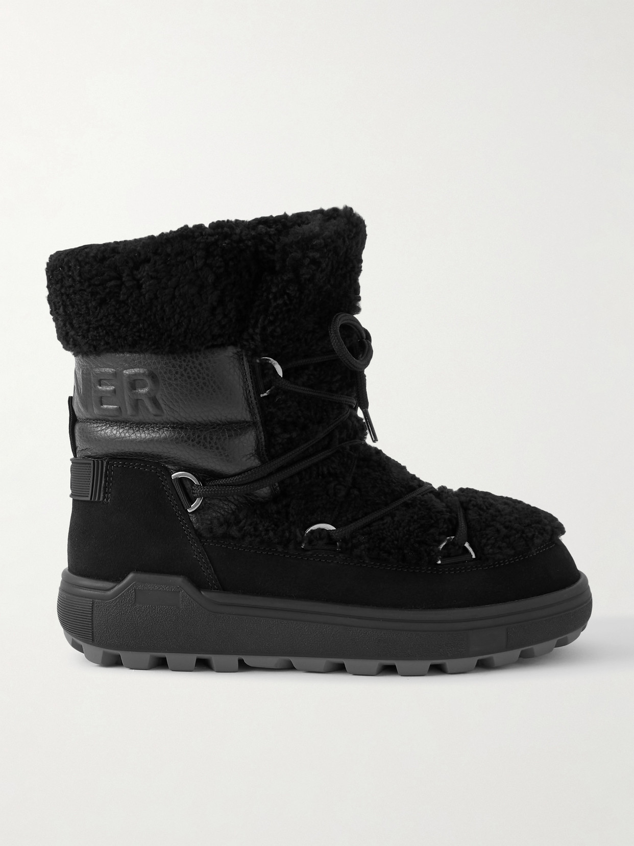Bogner Chamonix Shearling, Textured-leather And Suede Snow Boots In Black