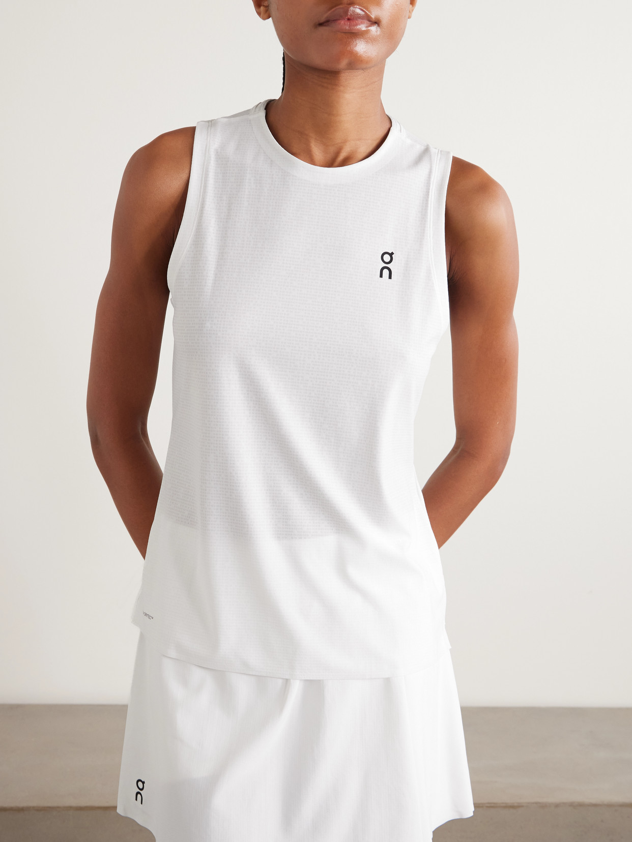 Court Cropped Printed Stretch Recycled-Drytec Tank