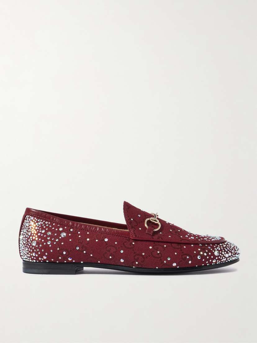 Gucci Jordaan Leather-trimmed Canvas-jacquard Loafers
