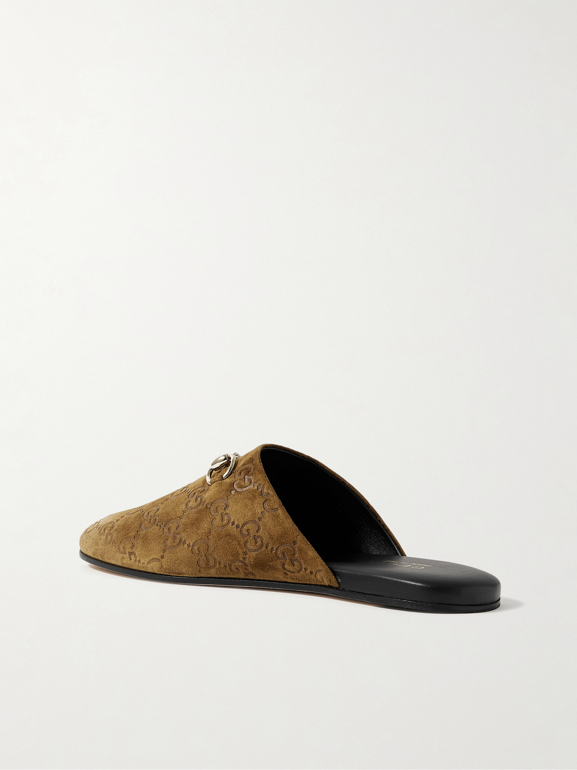 Gucci Horsebit-detailed debossed suede slippers thumbnail