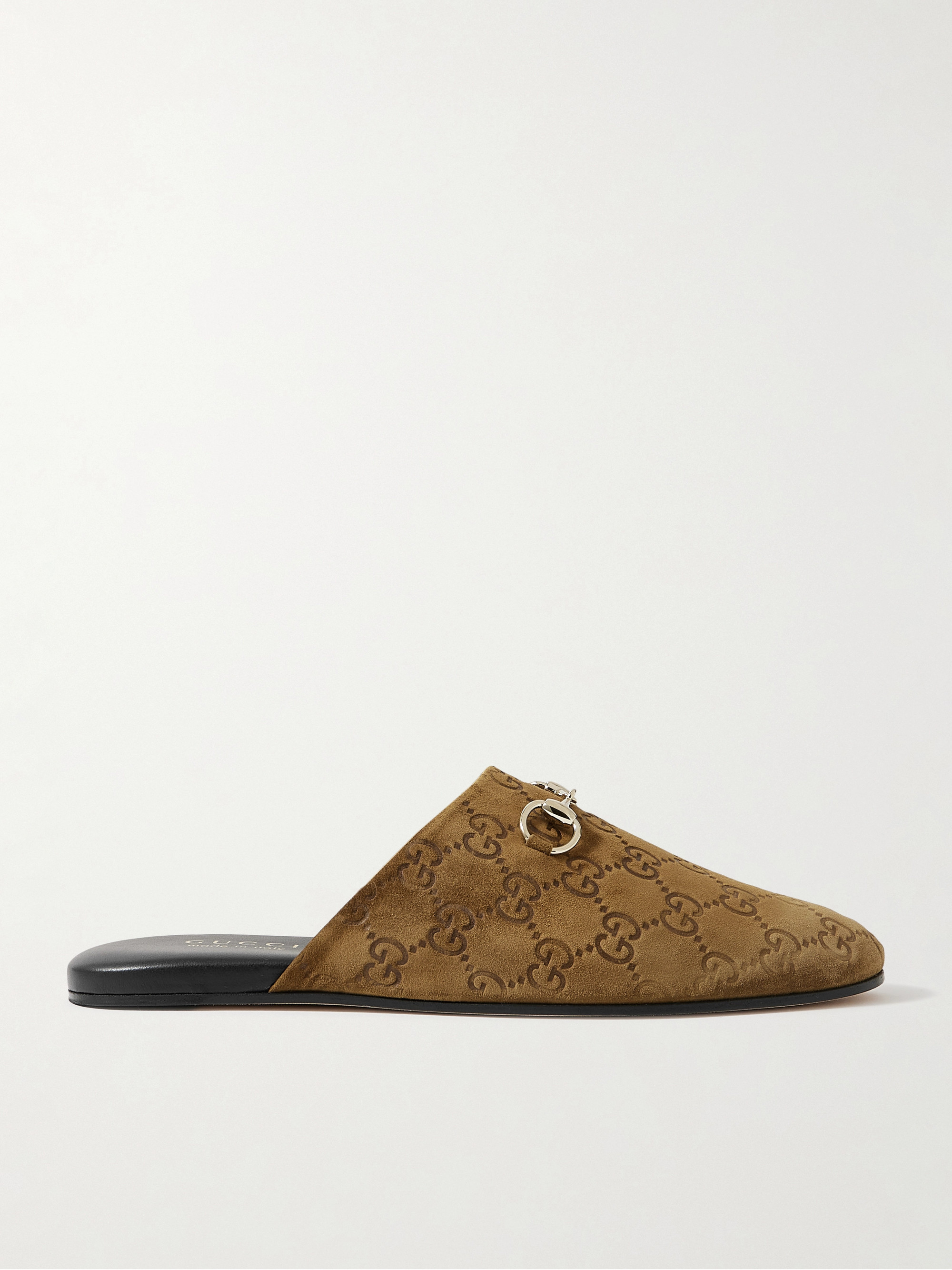 Gucci Horsebit-detailed debossed suede slippers