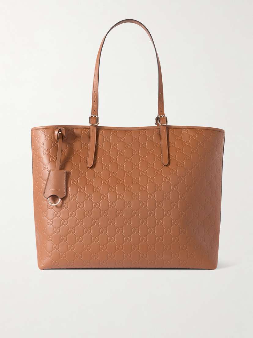 Gucci Gg Emblem Debossed Leather Tote