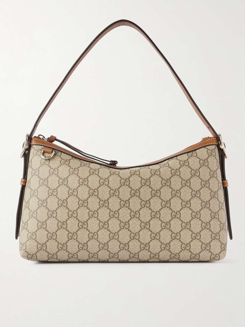 Gucci Gg Emblem Leather-trimmed Printed Coated-canvas Shoulder Bag