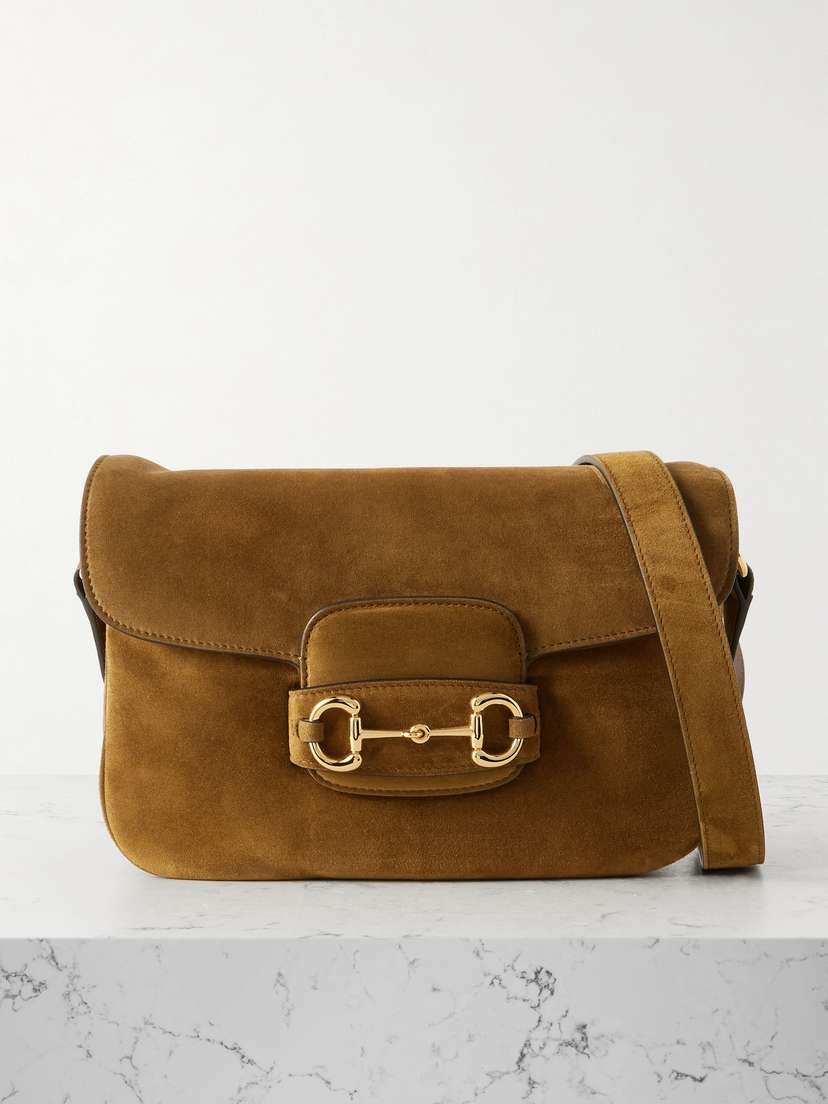Gucci 1955 Horsebit Suede Shoulder Bag