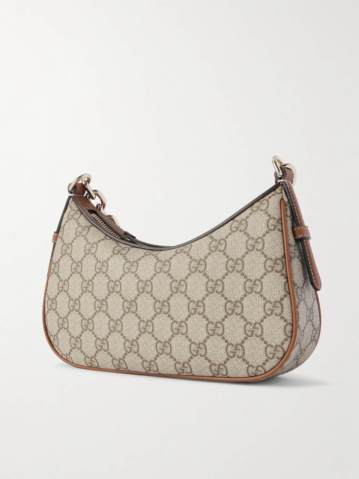 GG Emblem Leather-Trimmed Printed Coated-Canvas Shoulder Bag