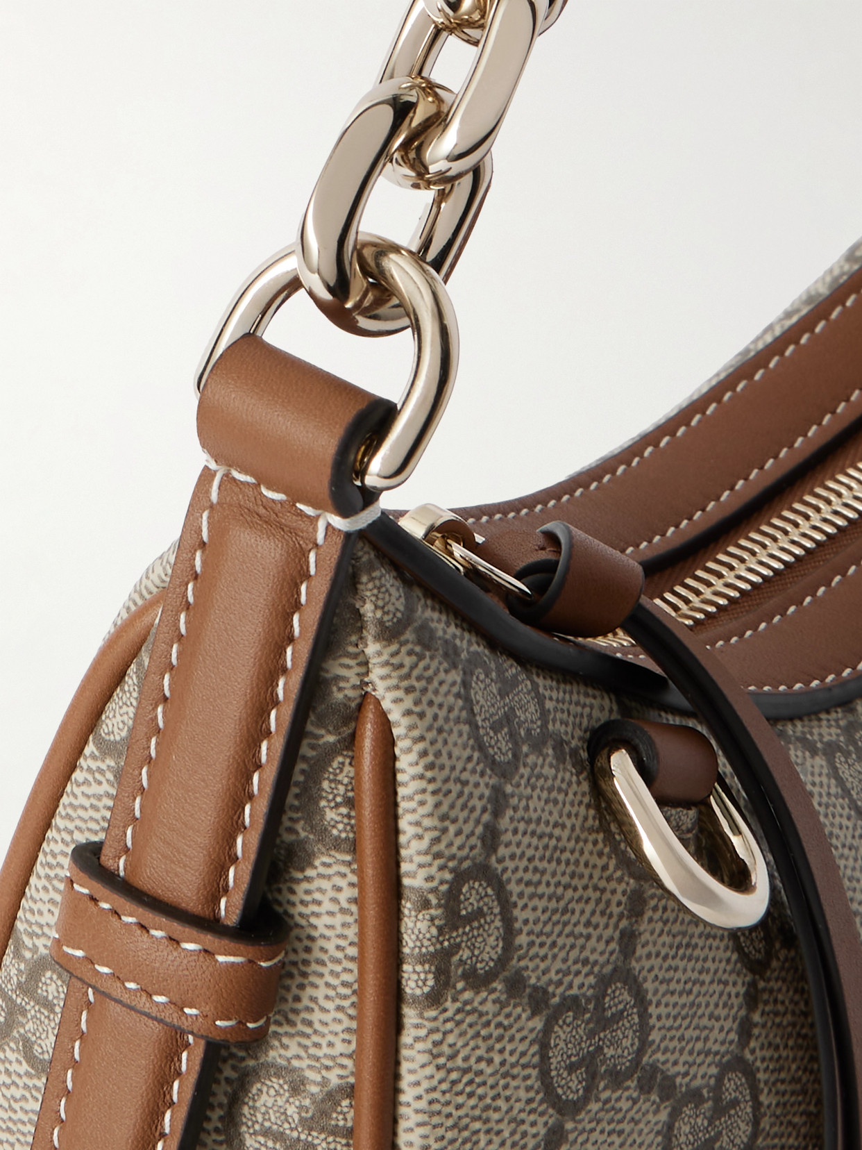 GG Emblem Leather-Trimmed Printed Coated-Canvas Shoulder Bag