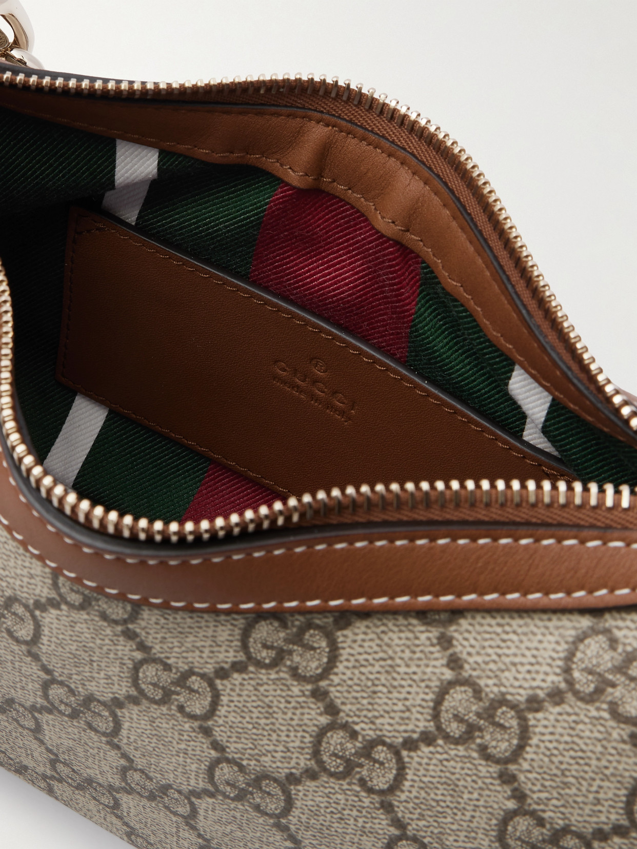 GG Emblem Leather-Trimmed Printed Coated-Canvas Shoulder Bag