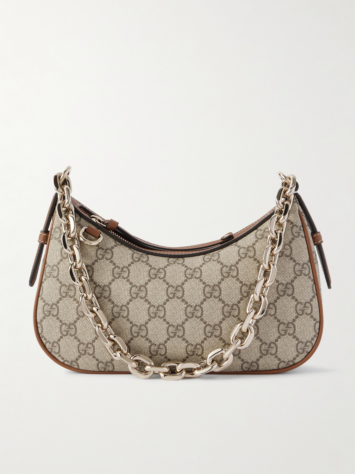 GG Emblem Leather-Trimmed Printed Coated-Canvas Shoulder Bag