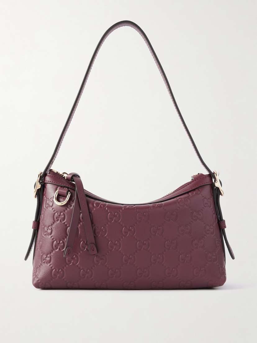 Gucci Gg Emblem Debossed Leather Shoulder Bag