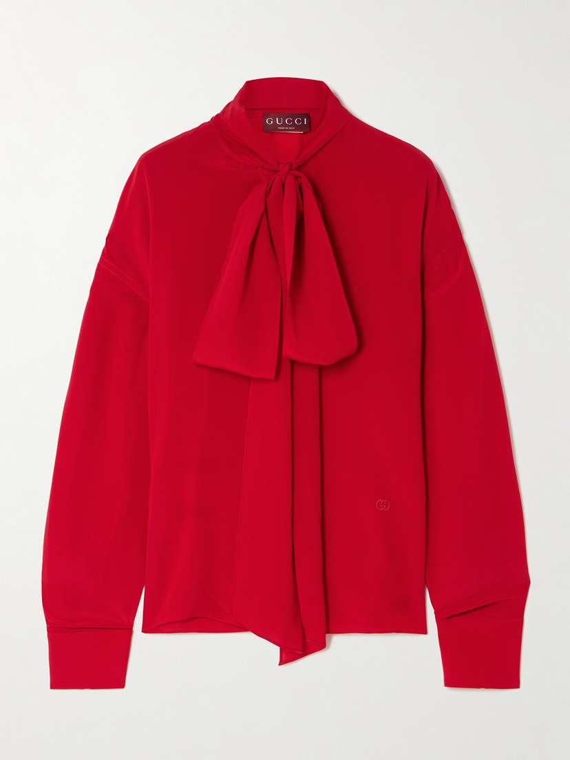 Gucci Tie-neck Silk-crepe Blouse