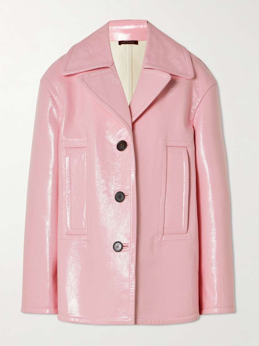 Gucci Oversized Crinkled Patent-leather Coat