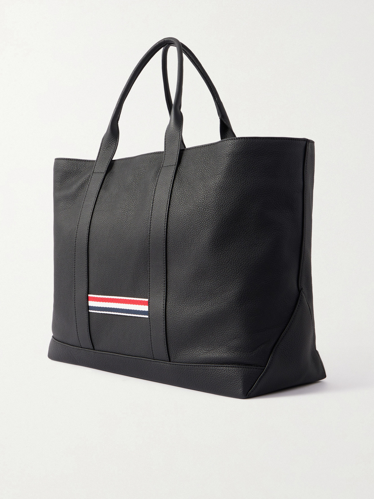 Tool Striped Grosgrain-Trimmed Full-Grain Leather Tote