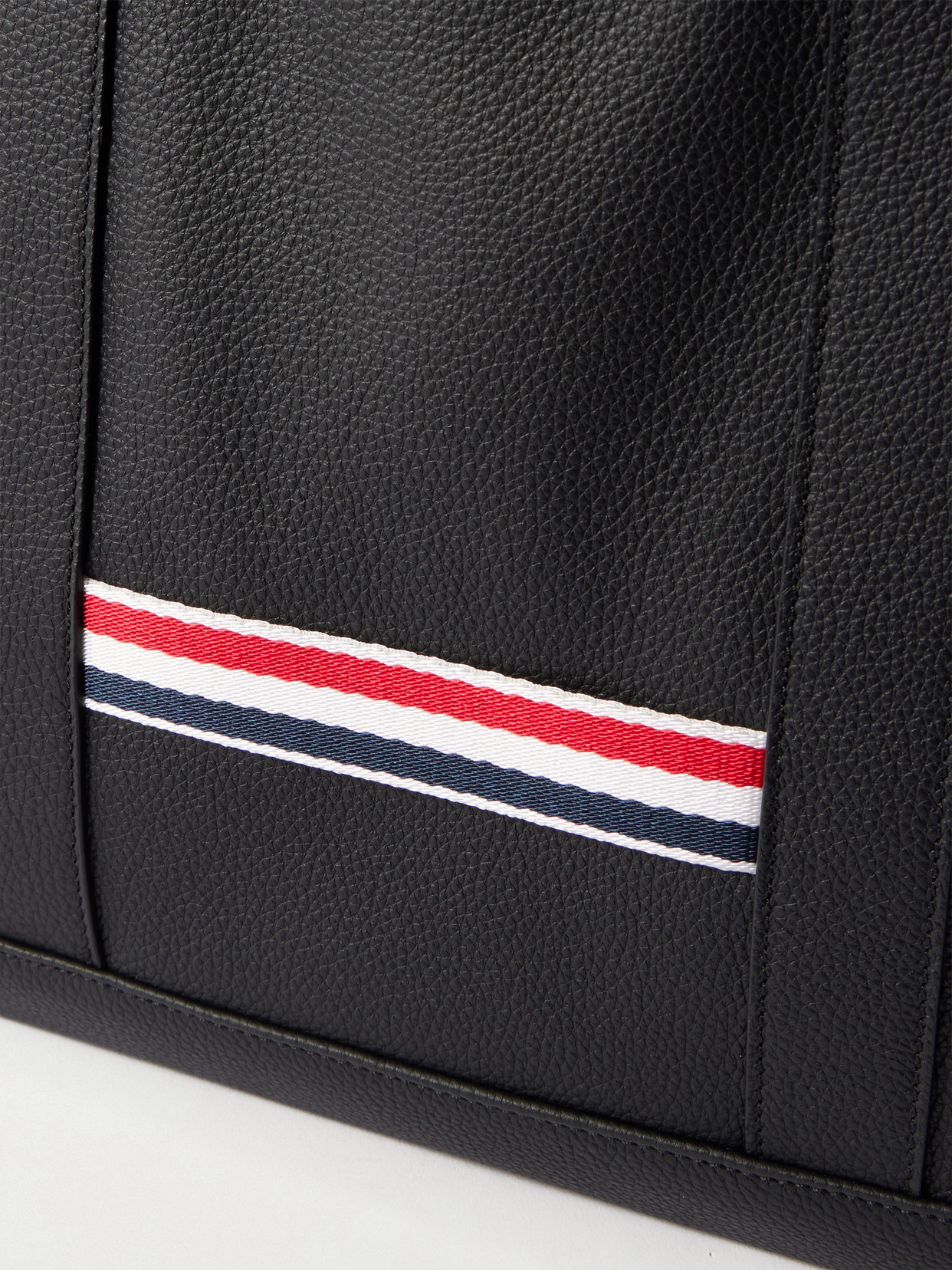 Tool Striped Grosgrain-Trimmed Full-Grain Leather Tote