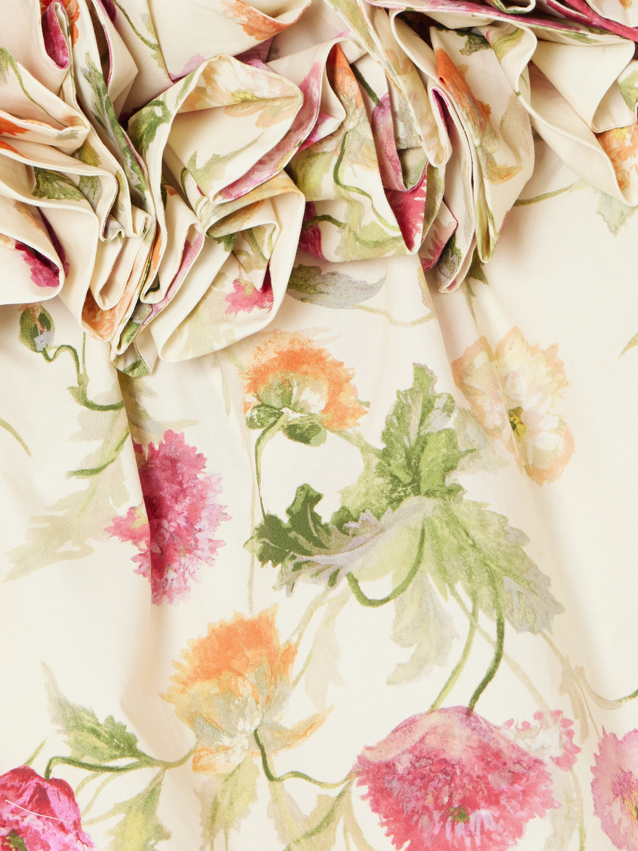 Off-The-Shoulder Ruffled Floral-Print Cotton-Blend Top