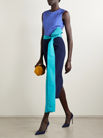 Carolina Herrera Belted faille and crepe midi dress
