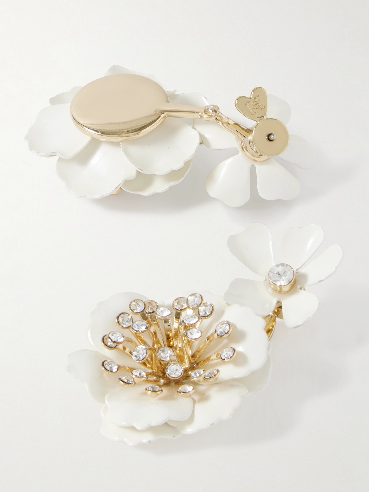 Carolina Herrera Gold-tone, Enamel And Crystal Earrings In Gold