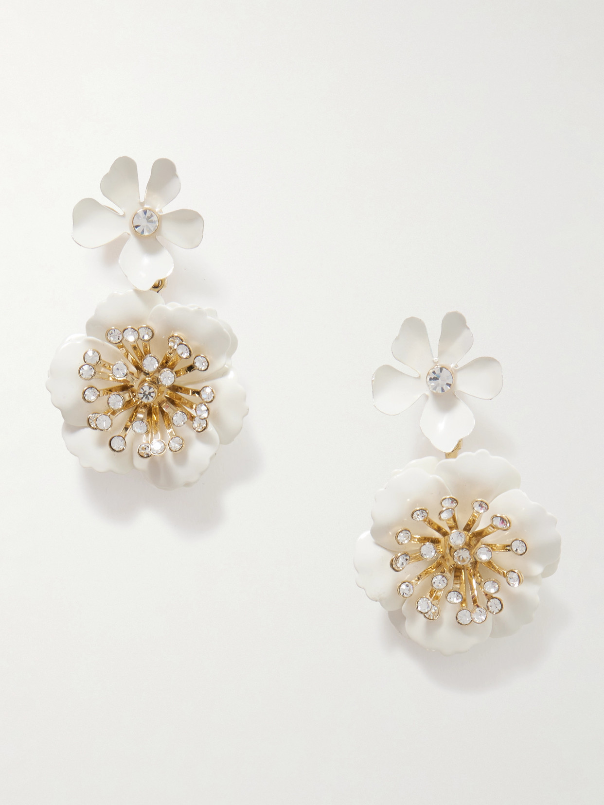 Carolina Herrera Gold-tone, Enamel And Crystal Earrings