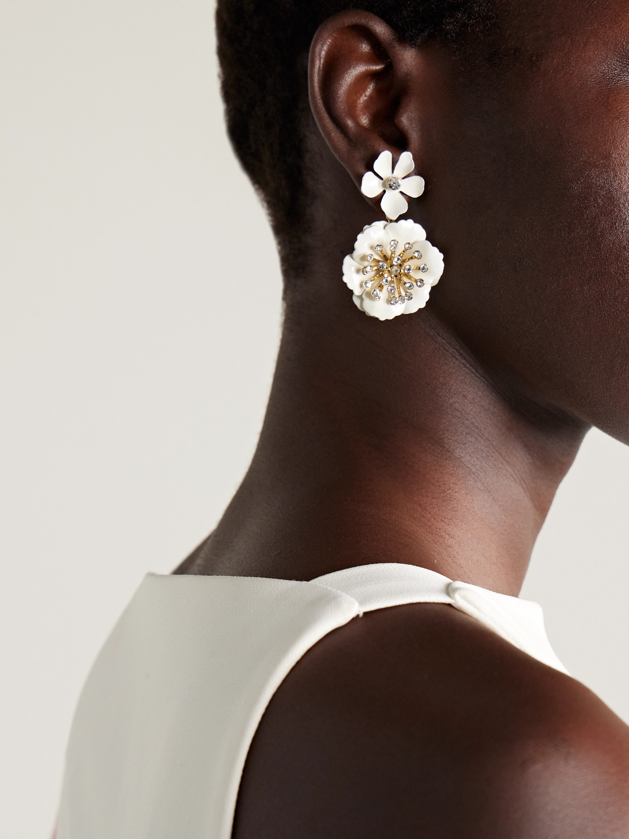 Carolina Herrera Gold-tone, Enamel And Crystal Earrings In Gold