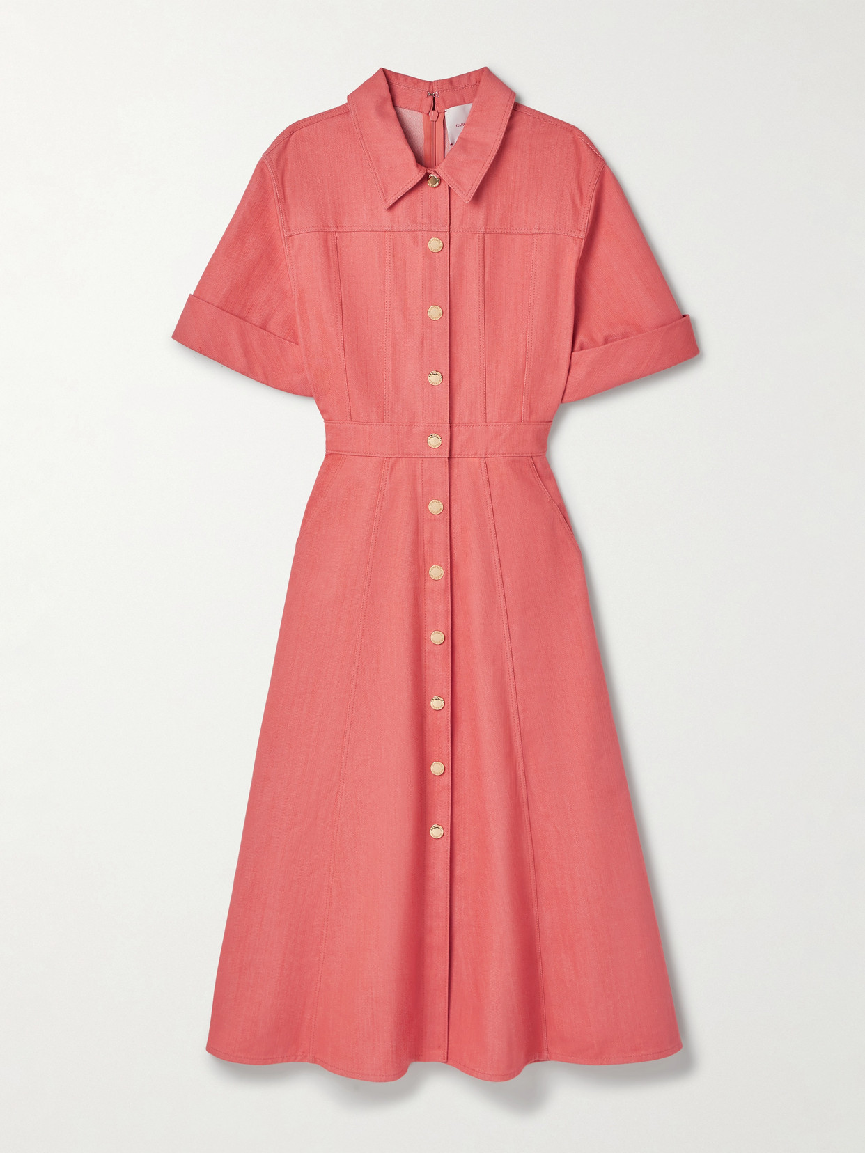 Carolina Herrera Denim Midi Shirt Dress In Pink