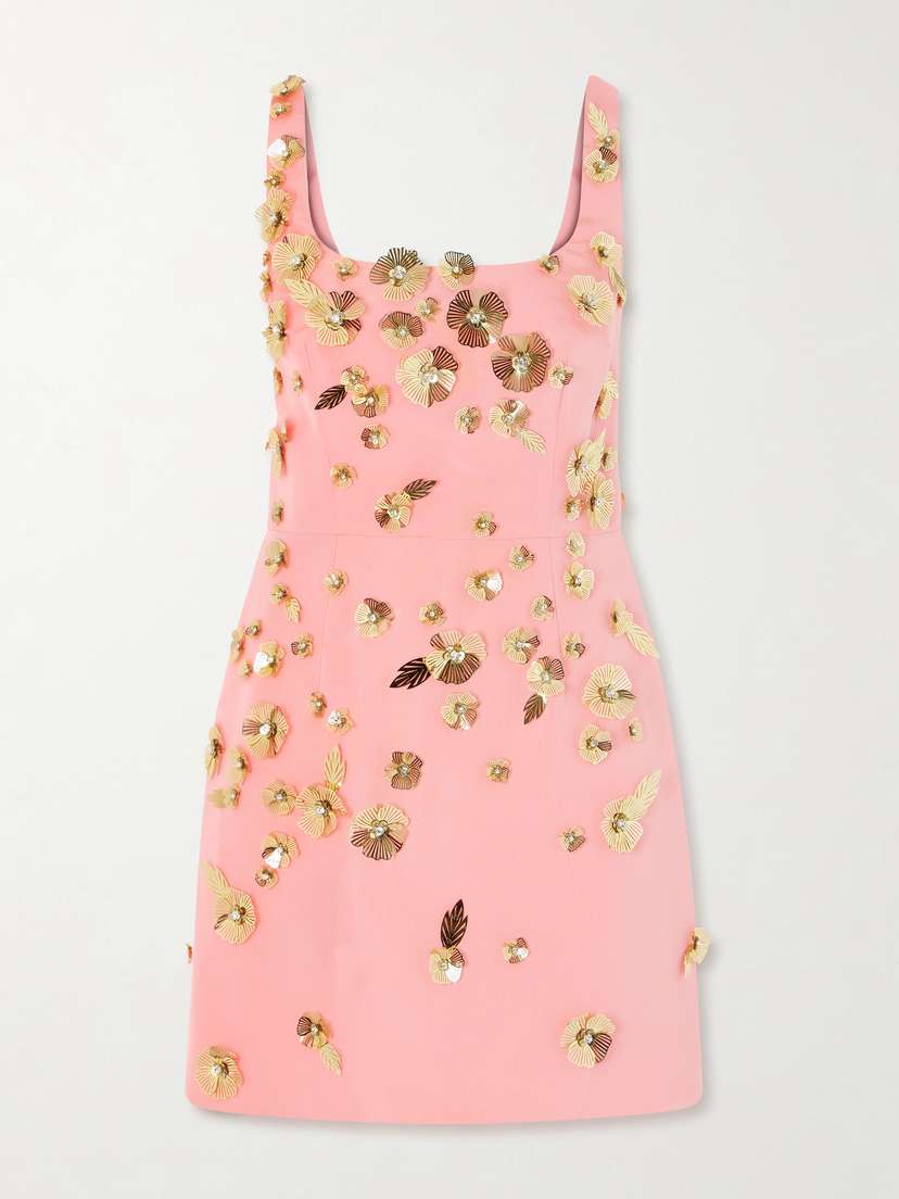 Carolina Herrera Embellished Silk-faille Mini Dress