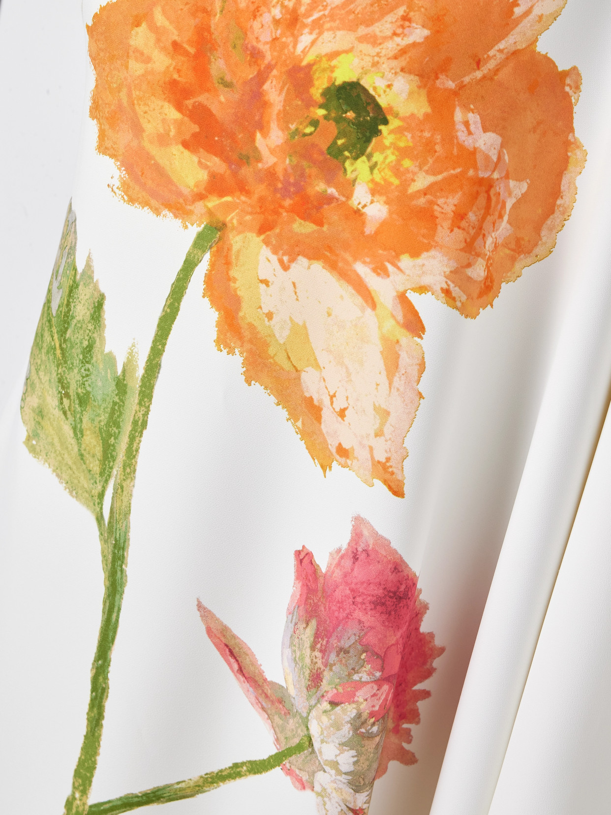 Carolina Herrera One-sleeve Draped Floral-print Crepe Gown In White