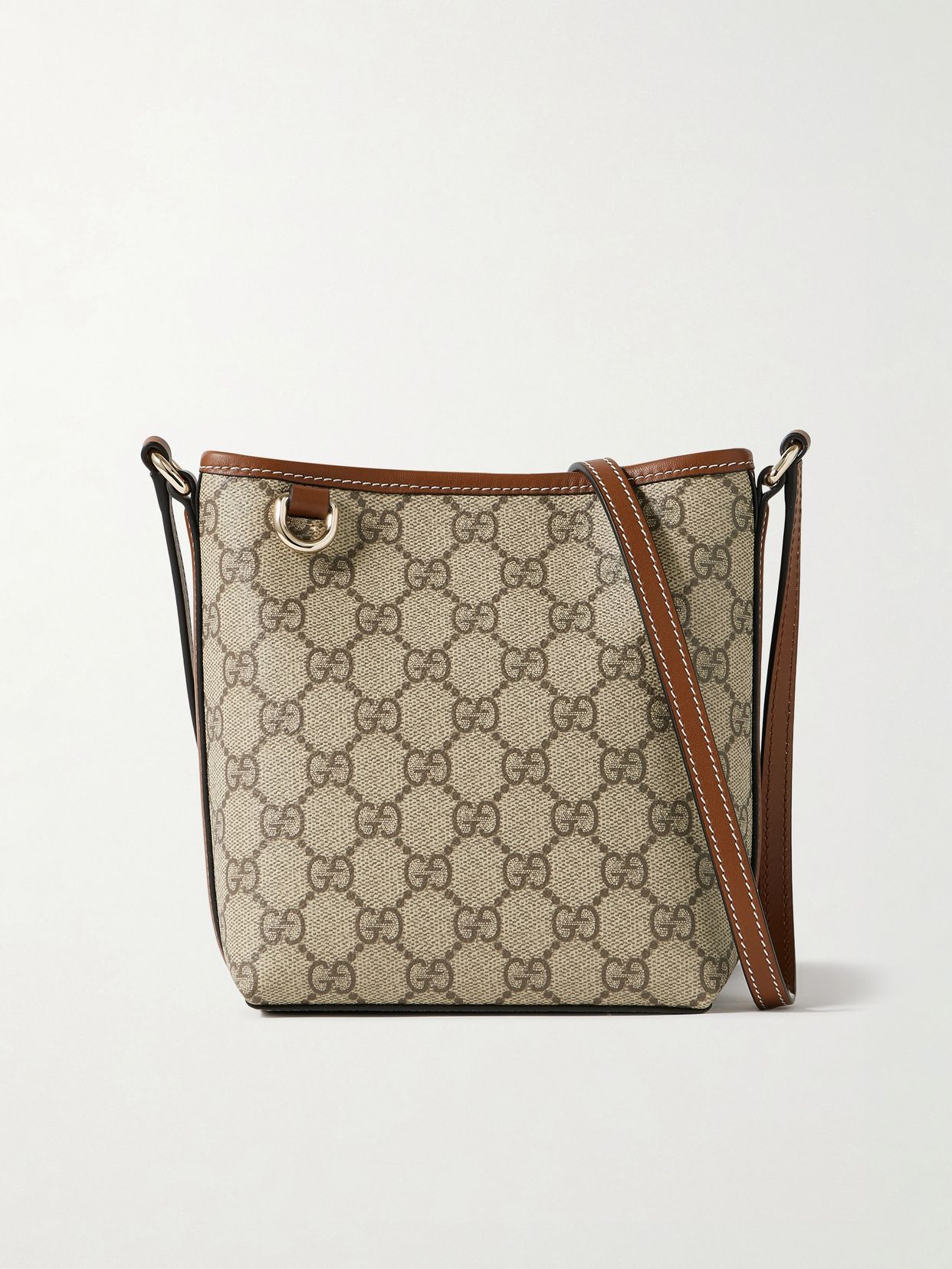GG Emblem mini leather-trimmed printed coated-canvas shoulder bag