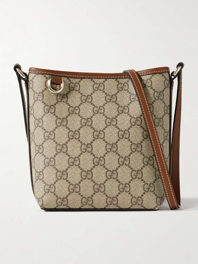 Gucci Gg Emblem Mini Leather-trimmed Printed Coated-canvas Shoulder Bag