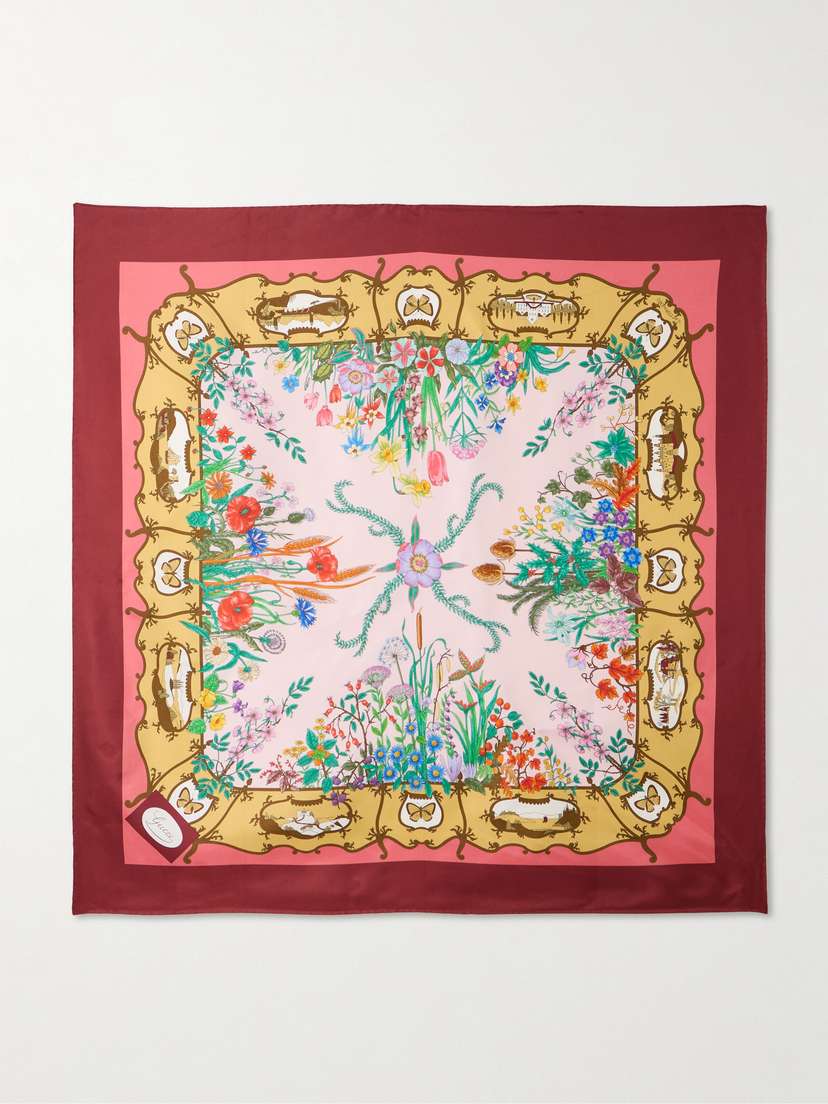 Gucci Floral-print Silk-twill Scarf