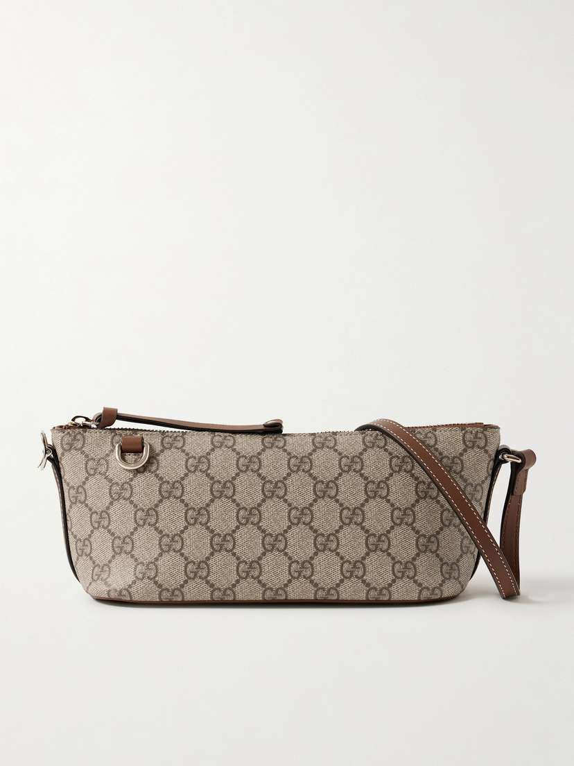 Gucci Gg Emblem Leather-trimmed Printed Coated-canvas Shoulder Bag