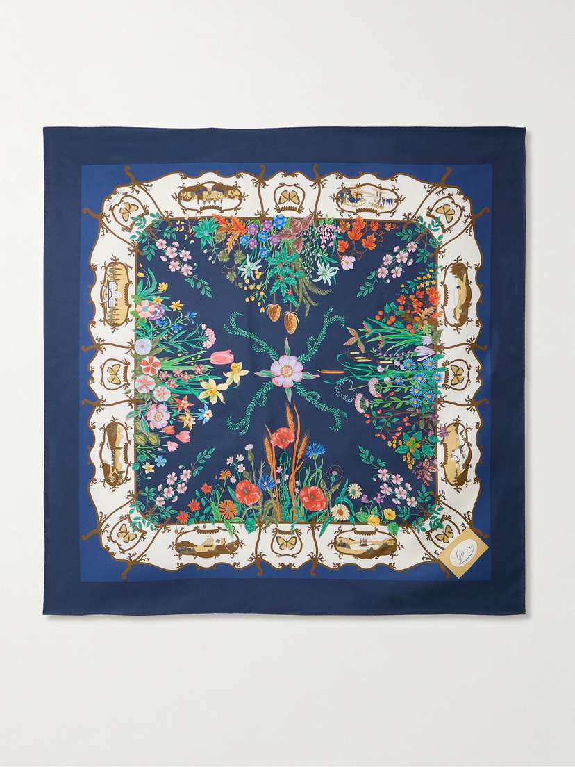 Gucci Floral-print Silk-twill Scarf