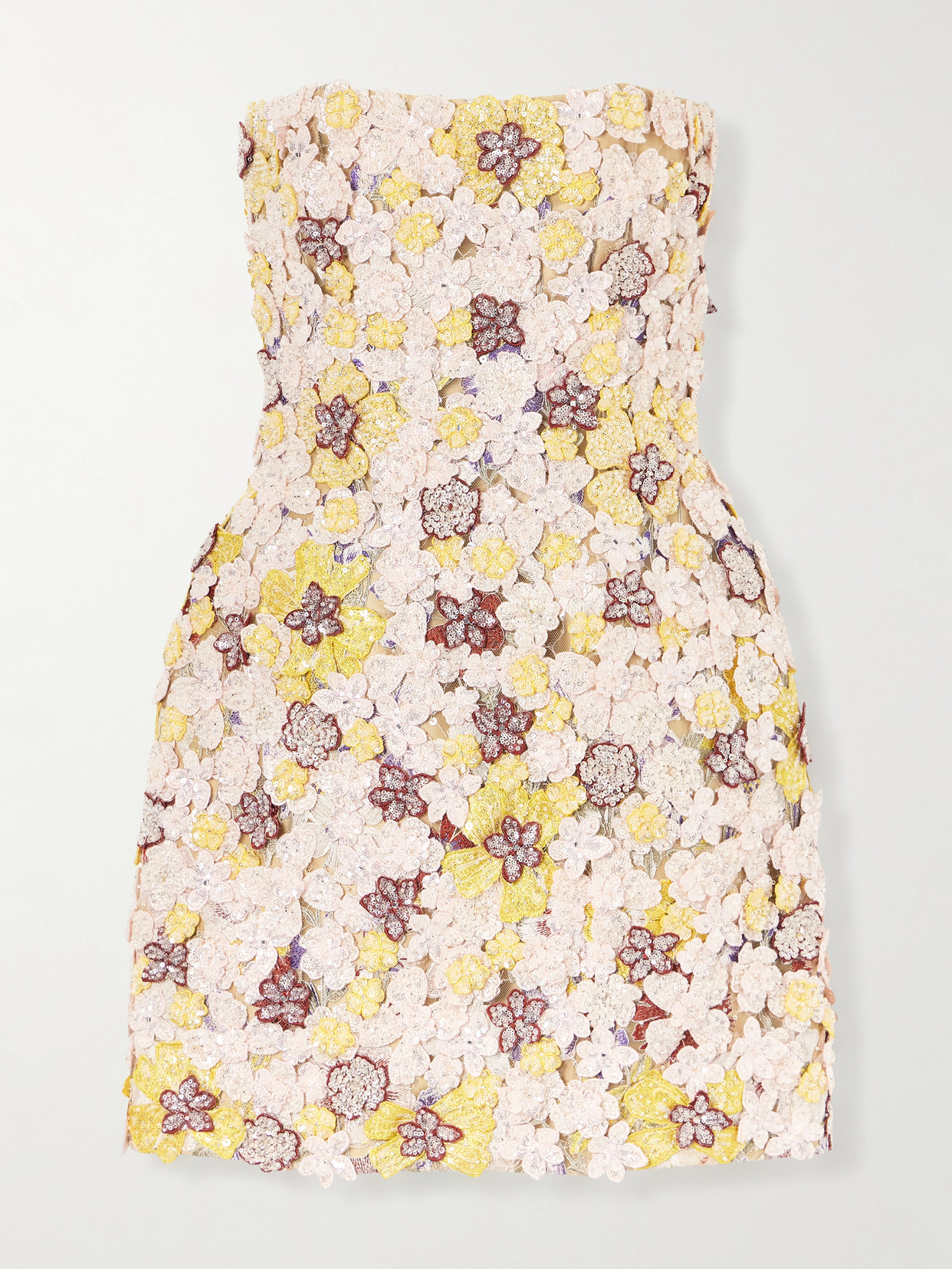 Costarellos Sierra Appliquéd Embroidered Tulle Mini Dress In Pink