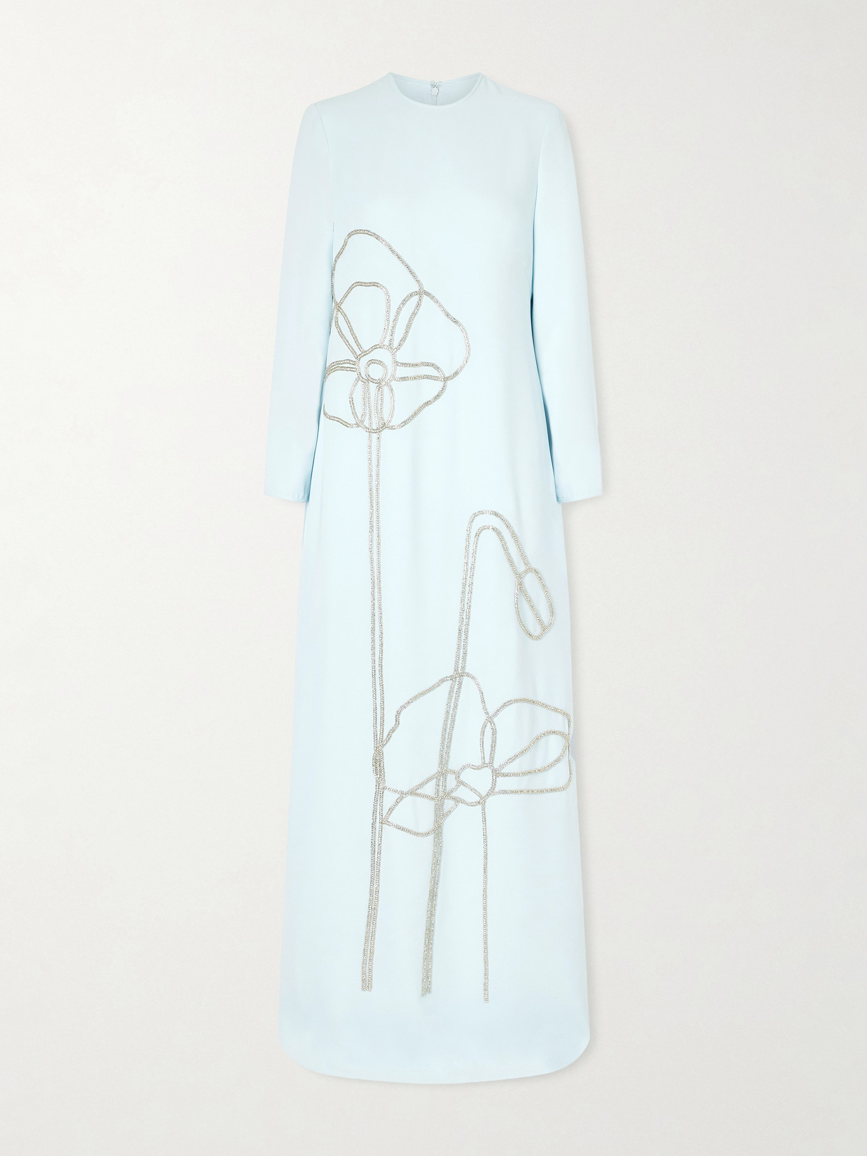 Costarellos Zarie Crystal-embellished Crepe Gown In Blue