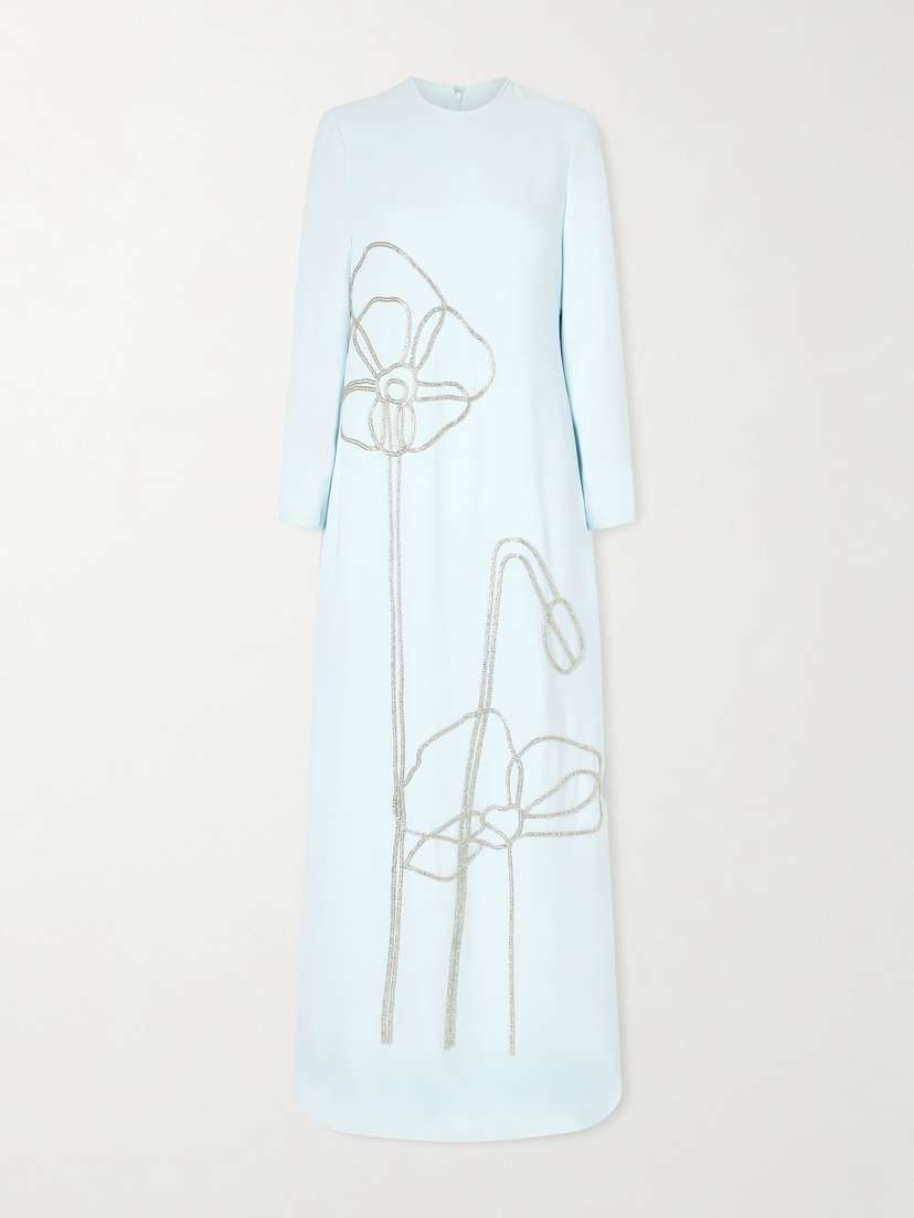 Costarellos Zarie Crystal-embellished Crepe Gown